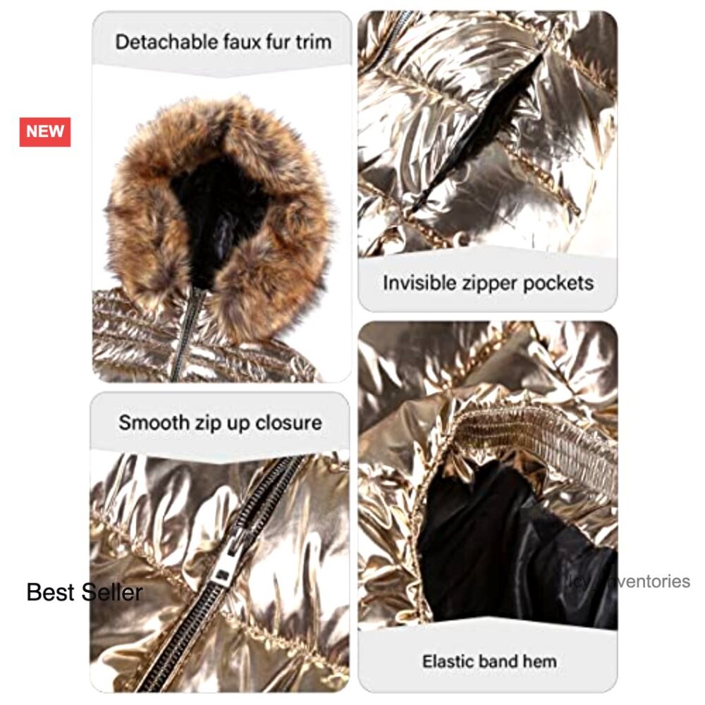 Lightweight Puffer Jacket Quilted Bubble Hooded C… - image 4